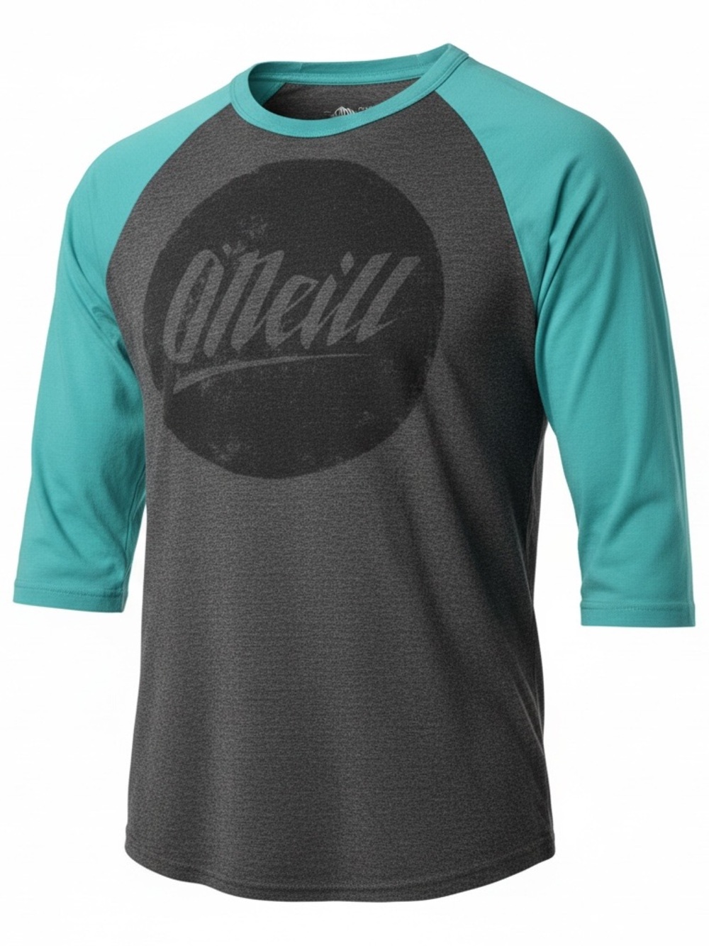 O'Neill Teal Sleeve Gray Raglan Baseball Tee